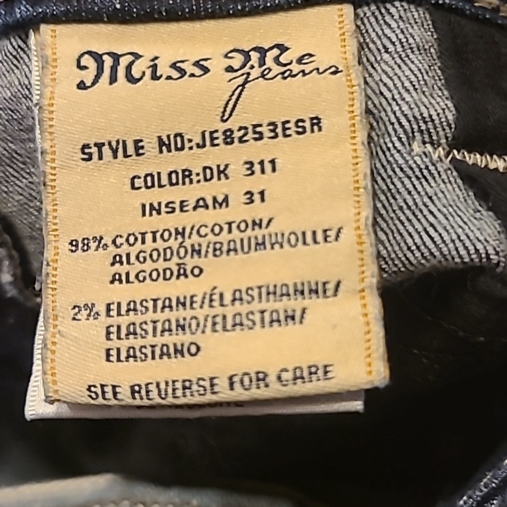 Miss Me jeans dark wash sz. 28"x 30.5" *8"rise. (#1751A) boot cut. - Picture 12 of 16